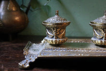 Load image into Gallery viewer, Ornate Antique Victorian Brass Double Inkwell