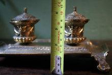 Load image into Gallery viewer, Ornate Antique Victorian Brass Double Inkwell