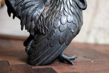 Load image into Gallery viewer, Antique Japanese Bronze Rooster & Hen – Meiji-Era Poultry Pair