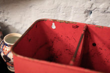 Load image into Gallery viewer, Vintage Red Metal Shoe Cleaning Box – Industrial Wall-Mount Holder with Compartments