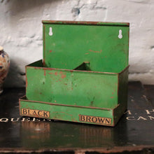 Load image into Gallery viewer, Vintage Red Metal Shoe Cleaning Box – Industrial Wall-Mount Holder with Compartments