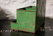 Load image into Gallery viewer, Vintage Red Metal Shoe Cleaning Box – Industrial Wall-Mount Holder with Compartments