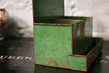 Load image into Gallery viewer, Vintage Red Metal Shoe Cleaning Box – Industrial Wall-Mount Holder with Compartments