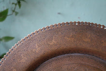 Load image into Gallery viewer, Antique Decorative Brass Charger with Foliate & Figurative Motif