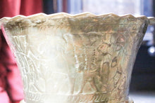 Load image into Gallery viewer, Antique Indian Brass Jardinière – Hand-Tooled with Figural Motifs – 26cm Tall