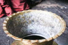 Load image into Gallery viewer, Antique Indian Brass Jardinière – Hand-Tooled with Figural Motifs – 26cm Tall