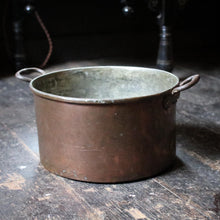 Load image into Gallery viewer, Large Antique Copper Pan with Riveted Handles – French Country Cookware, 11" Diameter