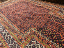 Load image into Gallery viewer, 5'5" x 2'9.5" - Vintage Afghan Balouch Wool Prayer Rug | Deep Red & Black Tones - 90 x 166 cm