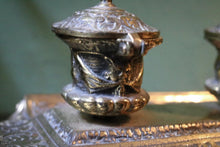 Load image into Gallery viewer, Ornate Antique Victorian Brass Double Inkwell