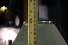 Load image into Gallery viewer, Tall Brass Column Lamp with Pale Green Deco Shade – c.1930s