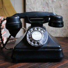 Load image into Gallery viewer, Vintage Black Bakelite Pyramid Rotary Telephone - Mid Century British Desk Phone