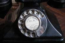 Load image into Gallery viewer, Vintage Black Bakelite Pyramid Rotary Telephone - Mid Century British Desk Phone