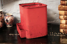 Load image into Gallery viewer, Vintage Red Metal Shoe Cleaning Box – Industrial Wall-Mount Holder with Compartments