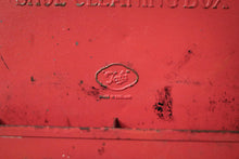 Load image into Gallery viewer, Vintage Red Metal Shoe Cleaning Box – Industrial Wall-Mount Holder with Compartments