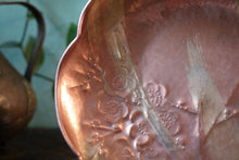 Load image into Gallery viewer, Antique Japanese Copper Blossom Dish – Floral Scalloped Bowl