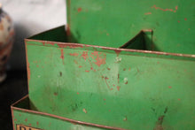 Load image into Gallery viewer, Vintage Red Metal Shoe Cleaning Box – Industrial Wall-Mount Holder with Compartments