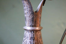 Load image into Gallery viewer, Vintage Indian Engraved Brass Ewer with Long Handle – Etched Floral Design, 11.5"