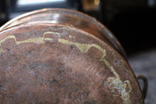 Load image into Gallery viewer, Large Antique Copper Pan with Riveted Handles – French Country Cookware, 11" Diameter