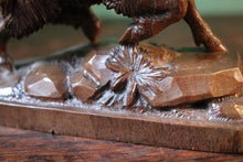 Load image into Gallery viewer, Antique Black Forest Hand Carved Wood Boar – Folk Art Animal Sculpture, 8" Long