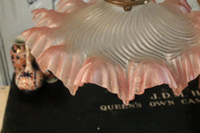 Load image into Gallery viewer, Antique Frilled Glass Pendant Light with Pink Ruffled Edge