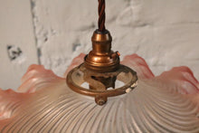 Load image into Gallery viewer, Antique Frilled Glass Pendant Light with Pink Ruffled Edge