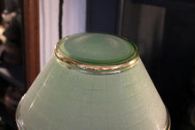 Load image into Gallery viewer, Tall Brass Column Lamp with Pale Green Deco Shade – c.1930s