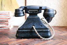 Load image into Gallery viewer, Vintage Black Bakelite Pyramid Rotary Telephone - Mid Century British Desk Phone