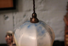 Load image into Gallery viewer, Antique Hand-Painted Opaline Glass Pendant Light – Sailing Boat & Windmill Scene, c.1920s
