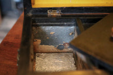 Load image into Gallery viewer, Antique Georgian Ebonised Tea Caddy with Lion Mask Handles – 19th Century Black Wooden Tea Box