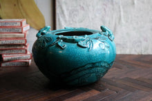 Load image into Gallery viewer, Antique Chinese Turquoise Crackle Glaze Jar with Frogs & Lizards – Handcrafted Ceramic