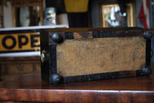 Load image into Gallery viewer, Antique Georgian Ebonised Tea Caddy with Lion Mask Handles – 19th Century Black Wooden Tea Box