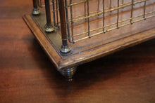 Load image into Gallery viewer, Edwardian Wirework Magazine / Newspaper Rack on Oak Base – Carry Handle – c.1905–15