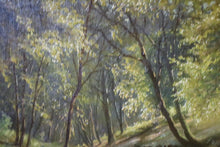 Load image into Gallery viewer, Woodland Stream With Lilies — Signed “E. Schneider, ’10” — Antique Oil On Board In Original Gilt Frame — 75 x 65 cm