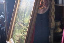 Load image into Gallery viewer, Woodland Stream With Lilies — Signed “E. Schneider, ’10” — Antique Oil On Board In Original Gilt Frame — 75 x 65 cm