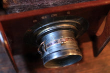 Load image into Gallery viewer, Victorian Quarter-Plate Mahogany Hand Camera Outfit with Brilliant Finder — 3 Dark Slides & Leather Case
