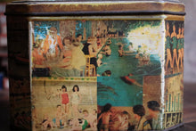 Load image into Gallery viewer, Mid-Century Holiday Montage Biscuit Tin - Butlins - English Seaside, Lido & Circus Scenes