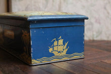 Load image into Gallery viewer, Huntley & Palmers “Captain Cook Arrives at Tahiti” Biscuit Tin – Nautical Scene – 20 × 7 × 10 cm