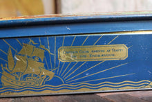 Load image into Gallery viewer, Huntley & Palmers “Captain Cook Arrives at Tahiti” Biscuit Tin – Nautical Scene – 20 × 7 × 10 cm