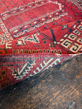 Load image into Gallery viewer, 3'5" x 6'11" - Vintage Afghan Baluch Tribal Hand-Knotted Wool Rug - Madder Red, Ivory & Indigo - 104 x 210 cm