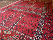 Load image into Gallery viewer, 3'5" x 6'11" - Vintage Afghan Baluch Tribal Hand-Knotted Wool Rug - Madder Red, Ivory & Indigo - 104 x 210 cm