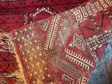 Load image into Gallery viewer, 3'5" x 6'11" - Vintage Afghan Baluch Tribal Hand-Knotted Wool Rug - Madder Red, Ivory & Indigo - 104 x 210 cm