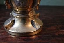 Load image into Gallery viewer, Archaistic Brass Gu-Form Mini Altar/Bud Vase With Peony Medallions - 13.5cm (5.3")