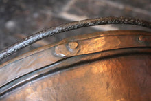 Load image into Gallery viewer, Victorian Hand-Riveted Copper Cauldron with Iron Swing Handle – 39cm Ø