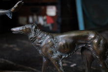 Load image into Gallery viewer, 1920s Art Deco Bronze Figure – Dancing Lady Holding Globe – Cold-Painted in Green and Gold – 51 cm