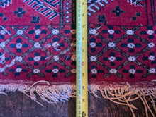 Load image into Gallery viewer, 3'5" x 6'11" - Vintage Afghan Baluch Tribal Hand-Knotted Wool Rug - Madder Red, Ivory & Indigo - 104 x 210 cm