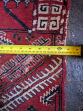 Load image into Gallery viewer, 3'5" x 6'11" - Vintage Afghan Baluch Tribal Hand-Knotted Wool Rug - Madder Red, Ivory & Indigo - 104 x 210 cm