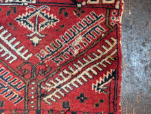 Load image into Gallery viewer, 3'5" x 6'11" - Vintage Afghan Baluch Tribal Hand-Knotted Wool Rug - Madder Red, Ivory & Indigo - 104 x 210 cm