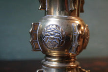 Load image into Gallery viewer, Archaistic Brass Gu-Form Mini Altar/Bud Vase With Peony Medallions - 13.5cm (5.3")