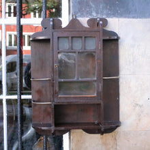 Load image into Gallery viewer, Arts & Crafts Oak Wall Cabinet With Glazed Door And Brass-Gallery Side Shelves, Shaped Backboard, C.1900 (50 × 67 cm)