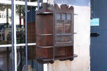 Load image into Gallery viewer, Arts & Crafts Oak Wall Cabinet With Glazed Door And Brass-Gallery Side Shelves, Shaped Backboard, C.1900 (50 × 67 cm)